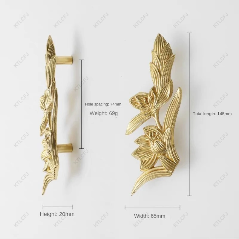 Französischer Türgriff, Bogen, Einzelloch, nordisches Licht, Luxus, Gold, neue Schublade aus reinem Kupfer, europäischer und amerikanischer Stil, Messinggriff: Nickel