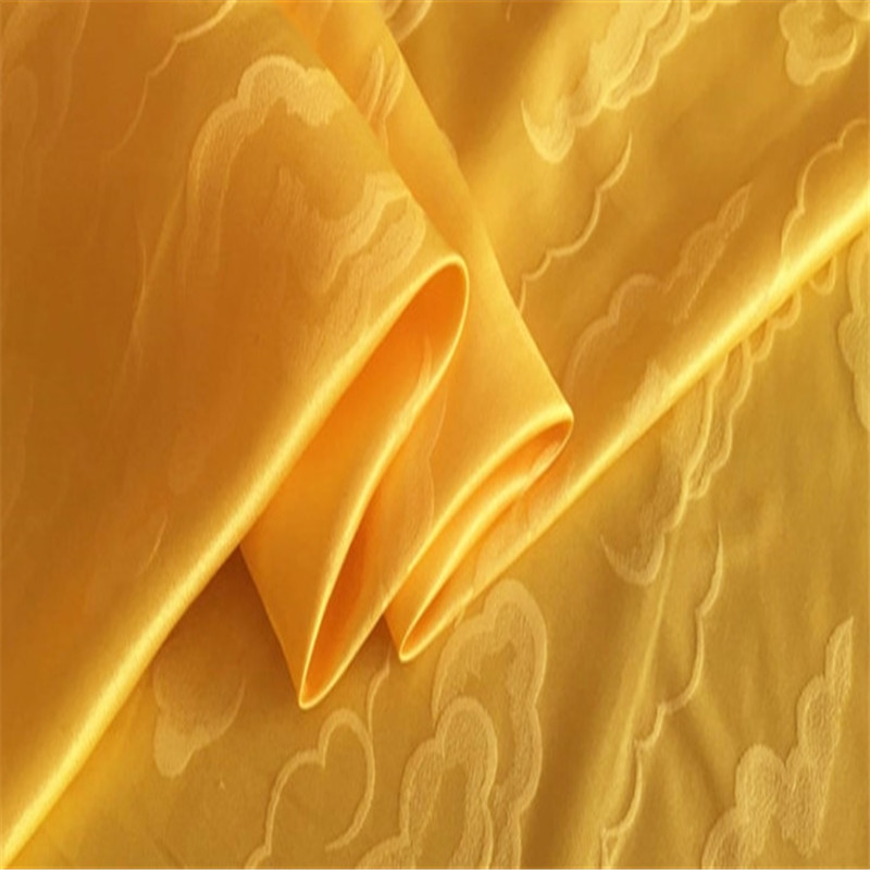 Jacquard bomulds silke stof 16m/m 114cm bredde sky brokade blandet silke til sengetøj til hjemmetekstiler: 8 gule
