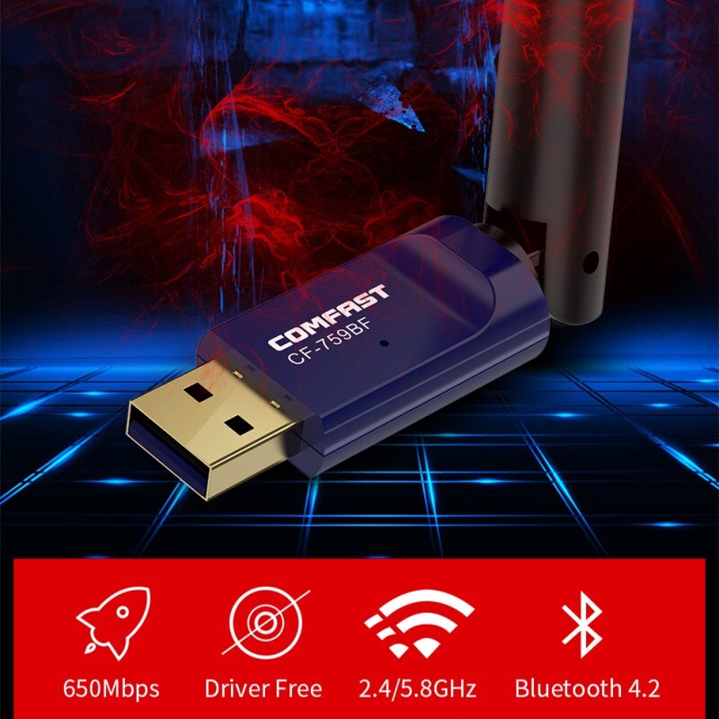 Comfast cf -759bf 5 ghz 802.11ac bt 4.2 gratis driver usb wifi-adapter 650 mbps wifi ethernet netwerkkaart lan dongle wifi-antenne
