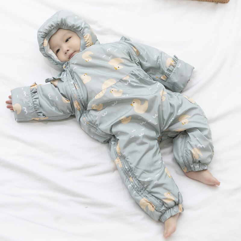 recién nacido niños niñas mono monos ropa para bebé de invierno, además de terciopelo cálido espesar niños con capucha trajes de abrigo para nieve