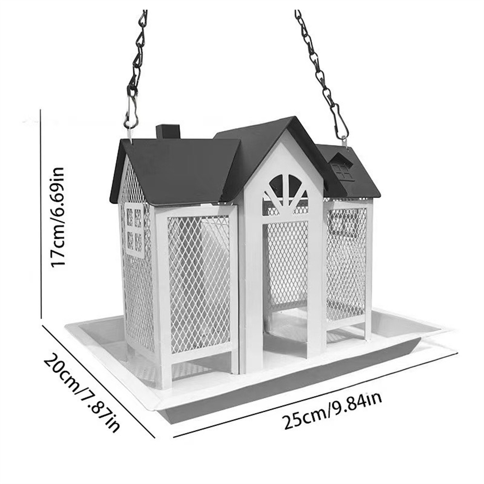 Vogelvoeders voor buitenshuis Metalen vogeltuinvoeders Regen-/winddicht Cottage Vogelvoeder Vogelvoeder met grote capaciteit