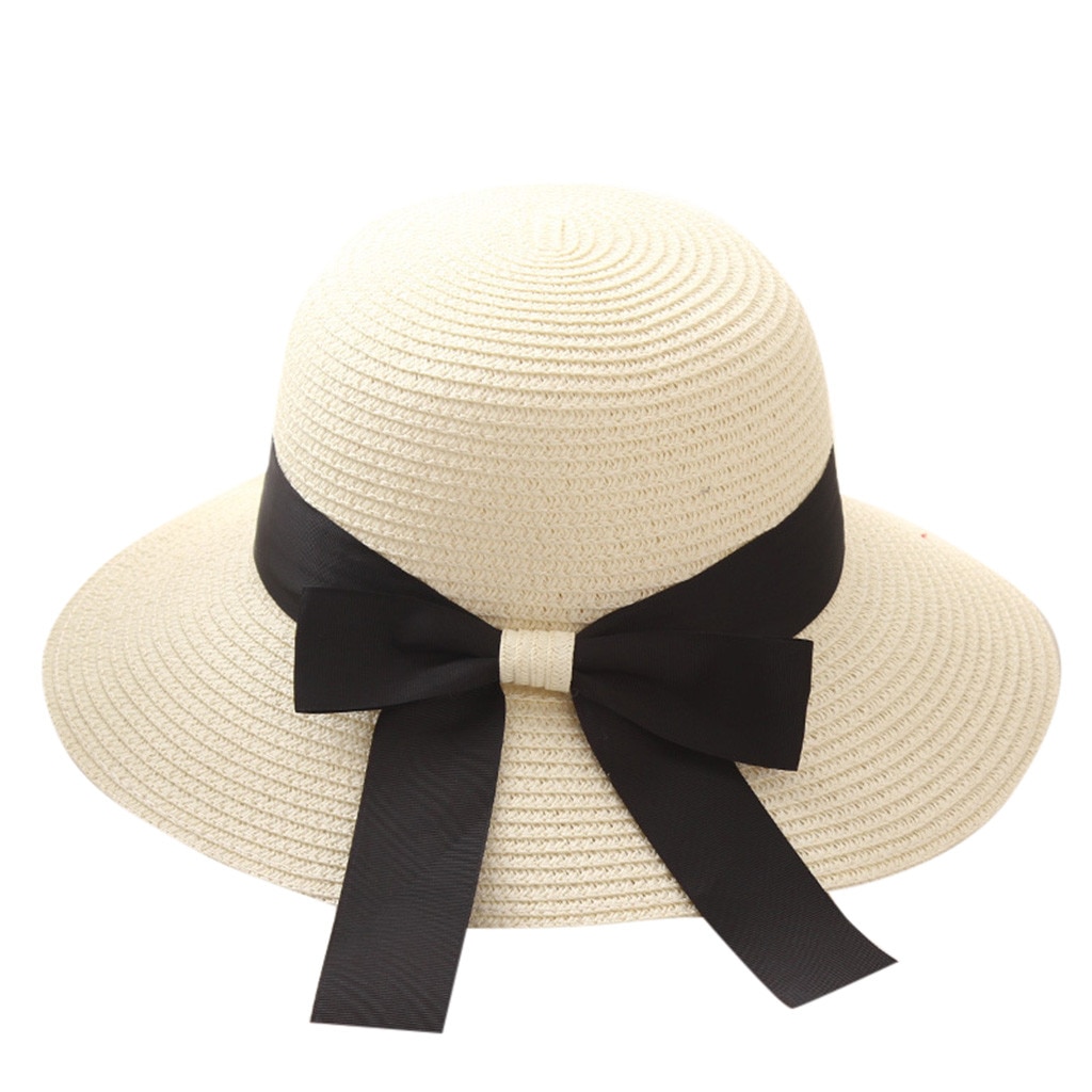 Femmes Nouvelle Dames Femmes Décontracté À Large Bord Disquette Pliable Paille Plage Chapeau Décontracté Chapeaux Gorras