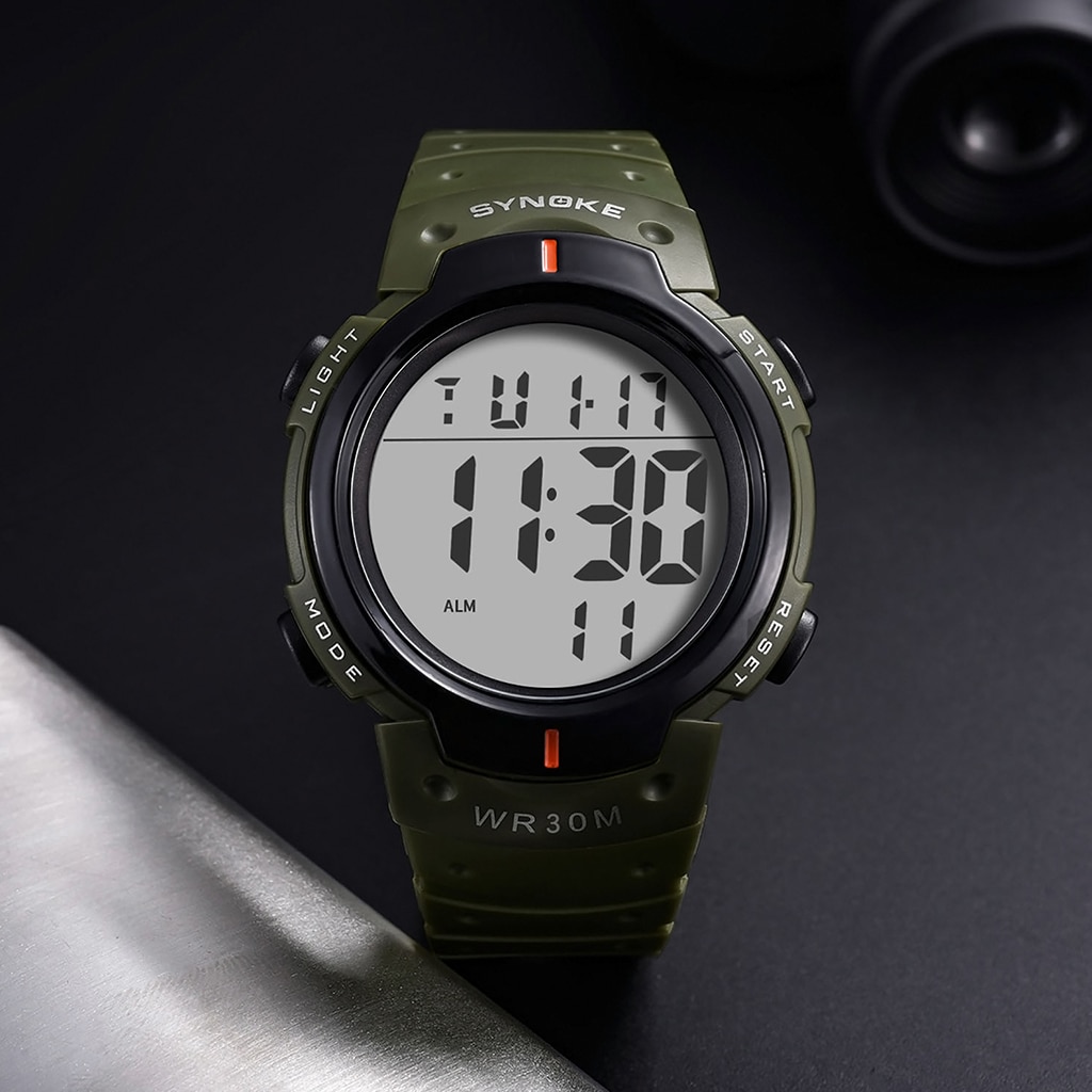 SYNOKE Outdoor Sport Horloge 30M Waterdichte Digitale Heren Mode Multifunctionele Waterdichte Digitale Horloge Heren