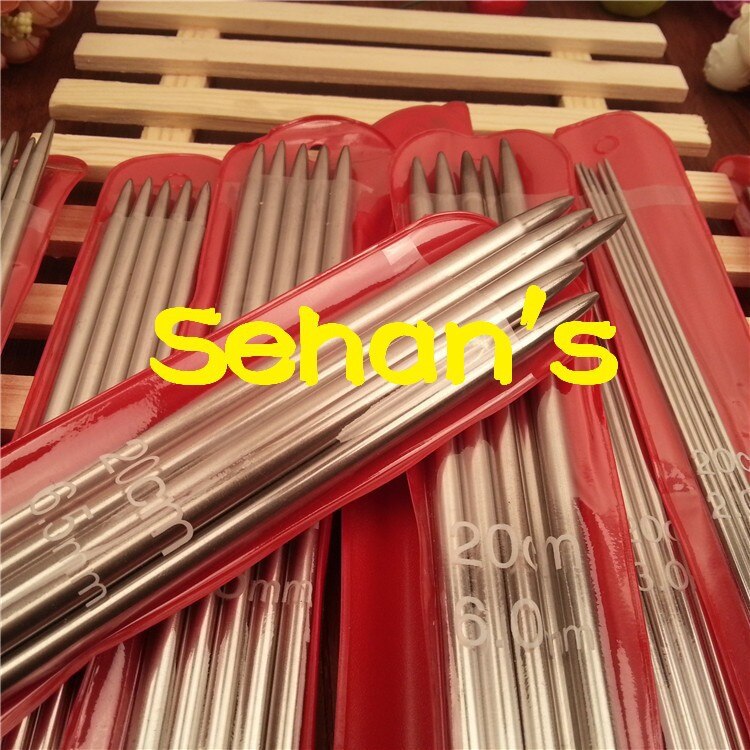 Dobbelpiksede strikkepinner i rustfritt stål 20cm 11 poser størrelse 2.0-6.5mm til diy håndverk strikkehåndarbeid