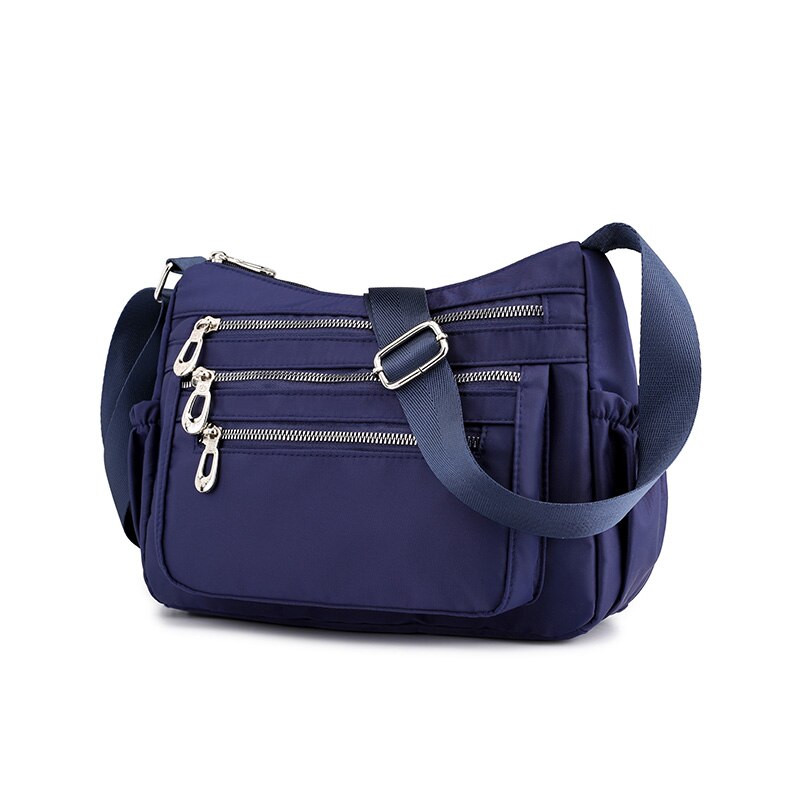 Damer håndvesker sommer stil budbringer vesker nylon crossbody skuldervesker damer uformelt reise kvinner topphåndtak bag bolsas: Blå