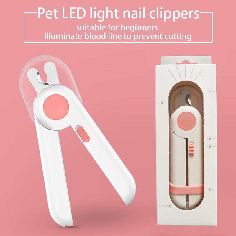 Tijeras profesionales para cortar uñas de mascotas, cortador de garras para dedos de gato y perro, cortador de uñas con luz LED para animales