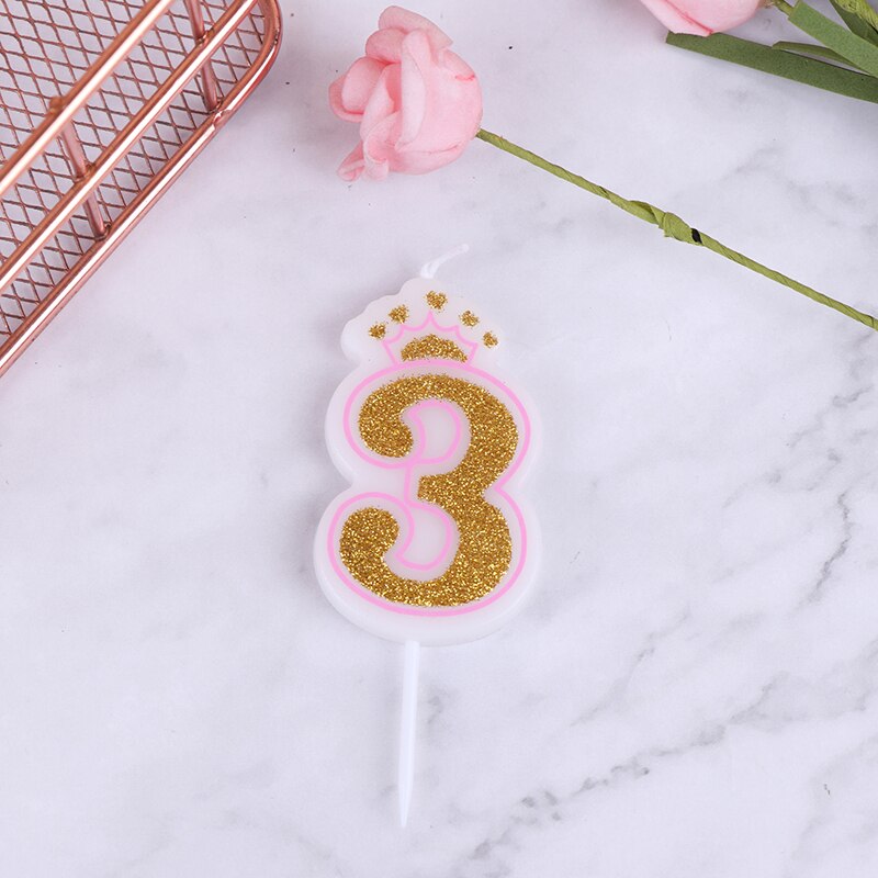 1PC Blue Pink Cake Number Candle Birthday Party 0 1 2 3 4 5 6 7 8 9 Anniversary Cake Numbers Age Candle Party Decoration: 14