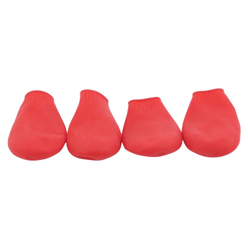 4Pcs/Set Waterproof Dog Shoes For Chihuahua Balloon Type Rubber Rain Boots Portable Dog Accessories Outdoor Footwear Socks: red / S