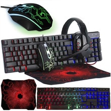 Gaming Magic Keyboard Mouse Headset Mouse Pad Bundle USB Wired Computer Pc Kit Clavier Sans Fil Gamer Accessories