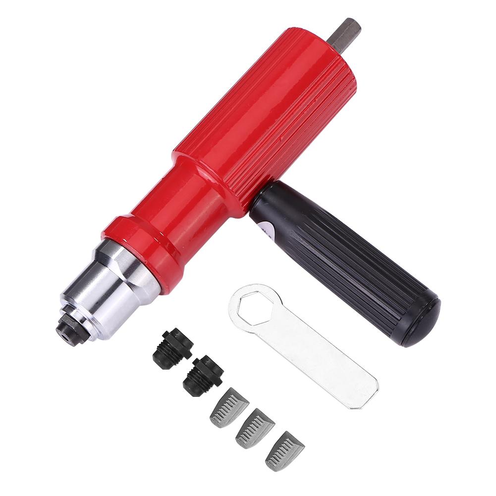 Electric Rivet Nut Gun Riveting Tool Cordless Insert Riveter Adapter Kit Handheld Riveter Adapter Kit For Power Tool Cordless: Red