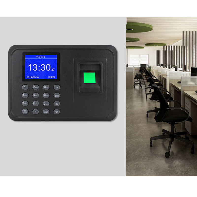 Fingerprint Attendance Machine LCD Display USB Fingerprint Attendance System Time Clock Employee Checking-In Recorder(EU Plug)