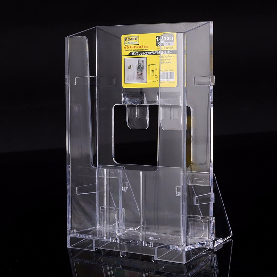 1pc Transparent Card Holder Office Home Display Clear Acrylic Brochure Desk Stand Pamphlet Display Paper Holder