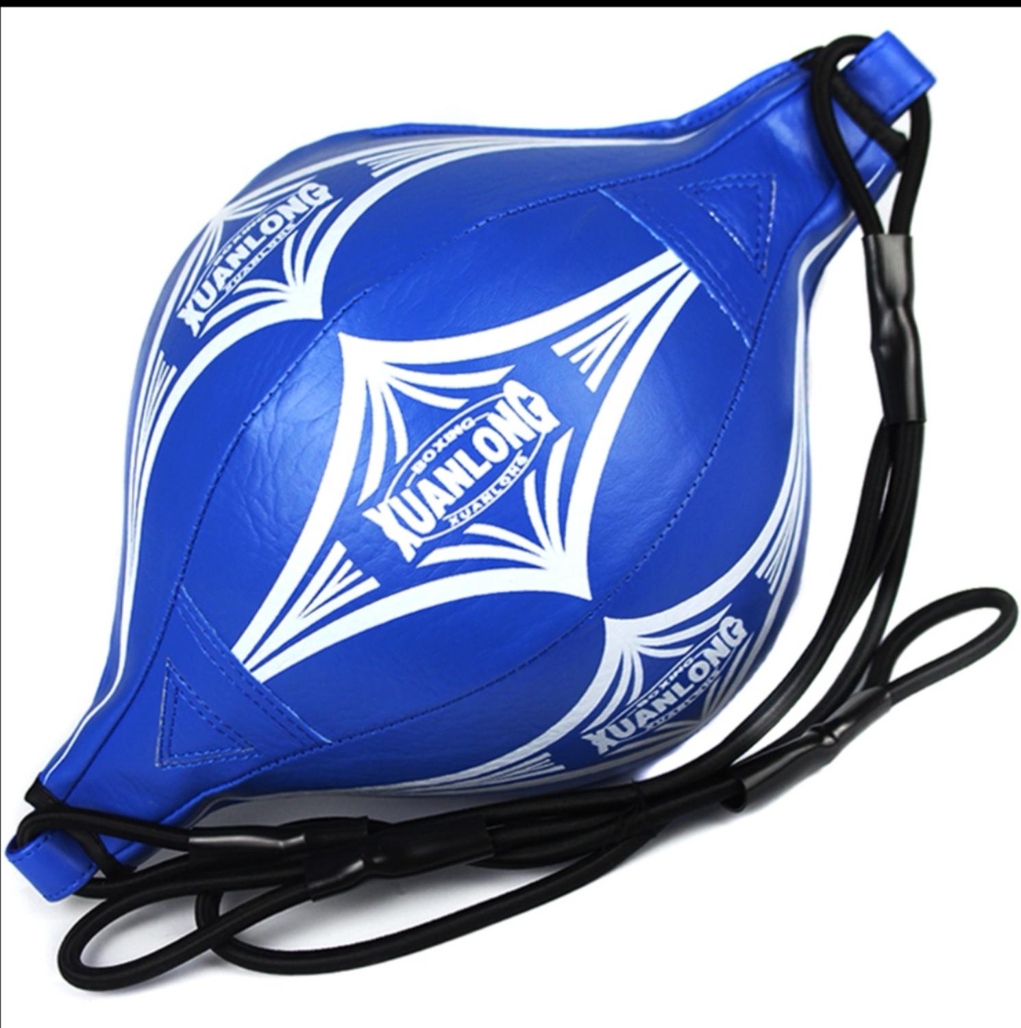 PU Leder Doppel Ende Bodybuilding Boxen Geschwindigkeit Ball Boxsack Professionelle Erwachsene Fitnessraum Birne Mit Inflator Fitness Ausrügestochen: Blau