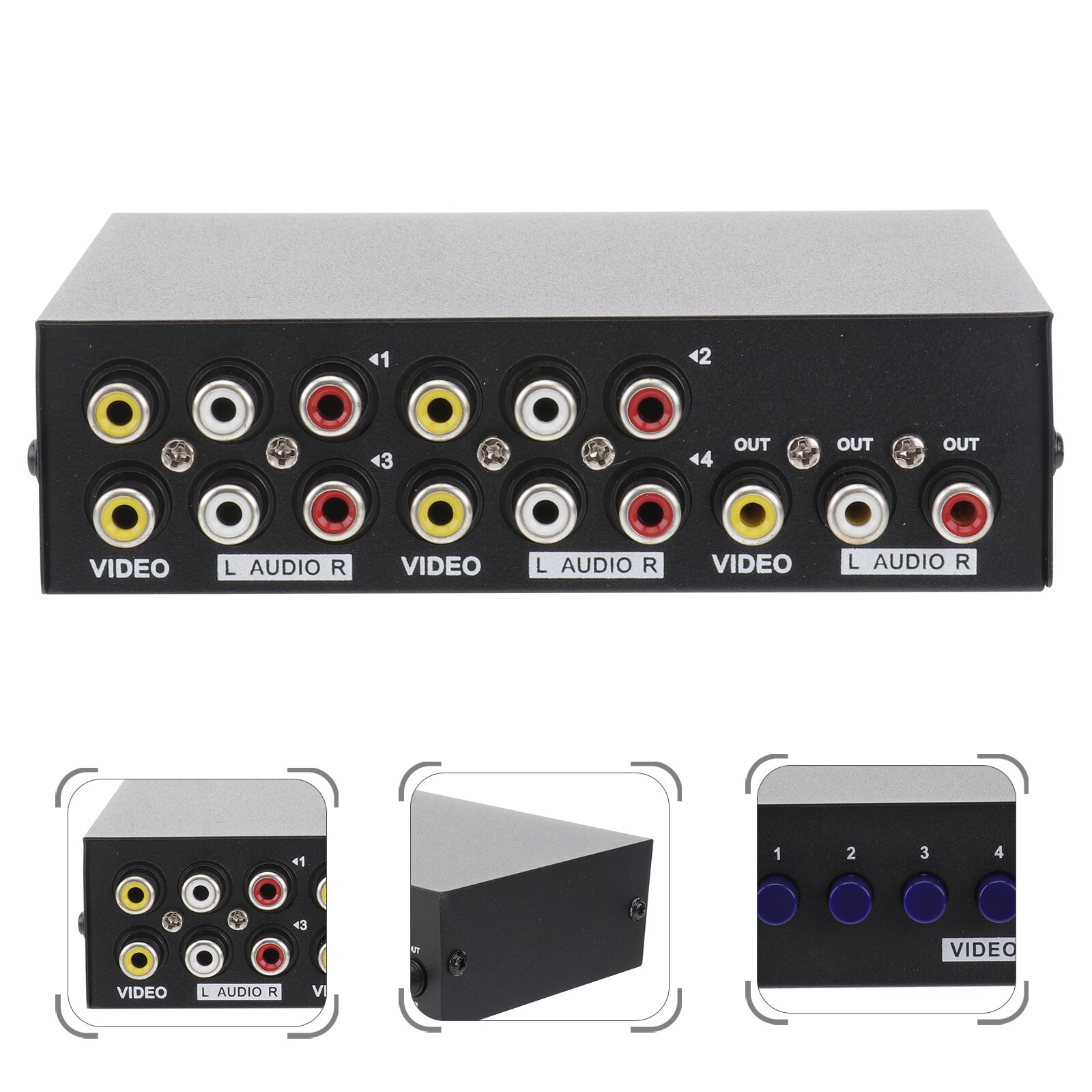 MT-431AV 4-Weg Av Switch Rca Switcher 4 In 1 Out Composiet Video L/R Audio Selector