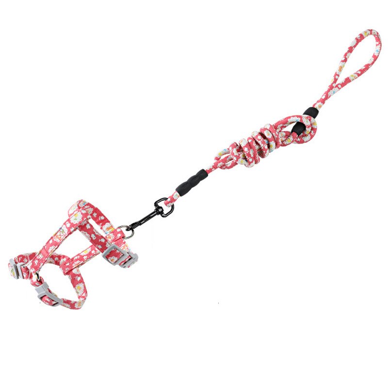 Kattenhand vasthoudend touw vest-stijl h-vormige borstband set ronde nylon touw japanse stijl kattenhand vasthoudend touw: Roze / S