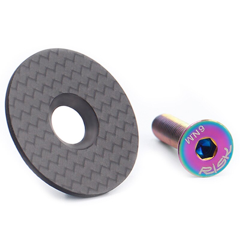 Carbon Fiber 28.6mm Stem Cap 31.8mm OD2 Stem Cap & TC4 Titanium Alloy Screw For Mountain Road Bike Bicycle Cycling Headset