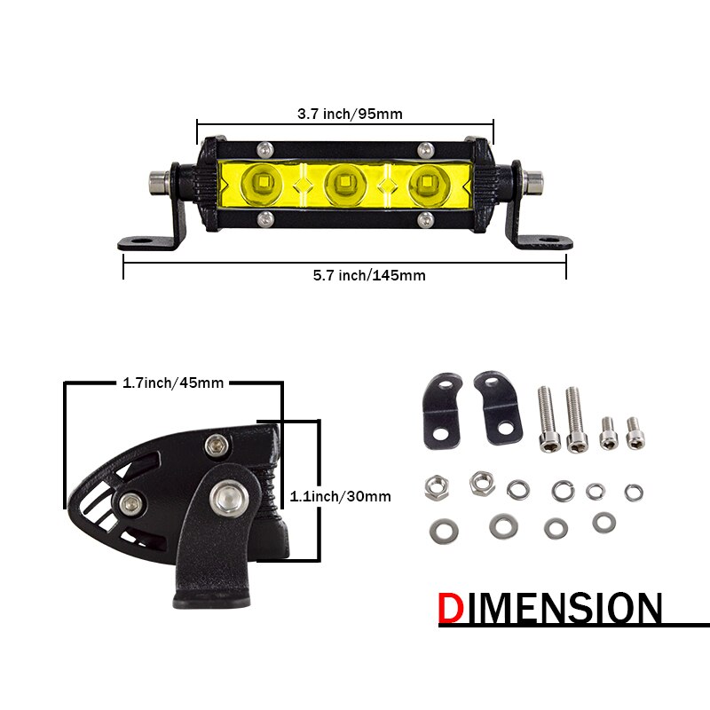 Yellow 4inch Slim LED Bar Offroad Single Row Mini Driving Light Bar For 4x4 Niva Lada Auto 4WD Extra Fog Lamp 12V 24V Spotlights