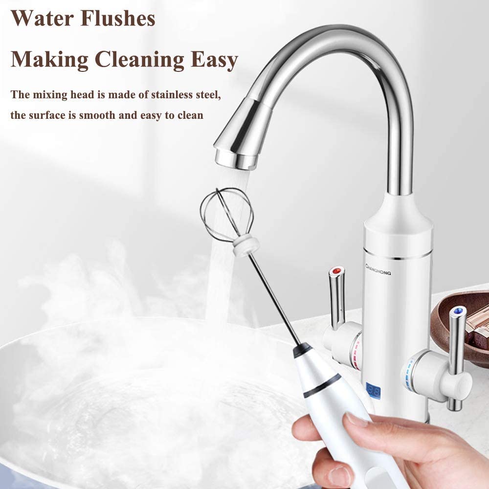 Electric Milk Frother Handheld Blender USB Rechargeable 3-Speed Mixer with 3 Stainless Whisks for Coffee Egg Latte Cappuccino