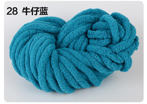 1pc = 250g gör-det-själv super skrymmande armstickningsull 2.5cm tjocka mattor stickat chenille chunky garn för stickning för handstickning: 28 cowboy blå