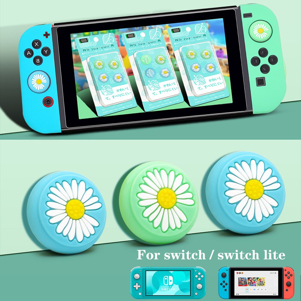 Cute Chrysanthemum Humb Grip Cap Animal Crossing Rocker Caps JoyCon Joystick Cover Shell For Nintendo Switch Accessories