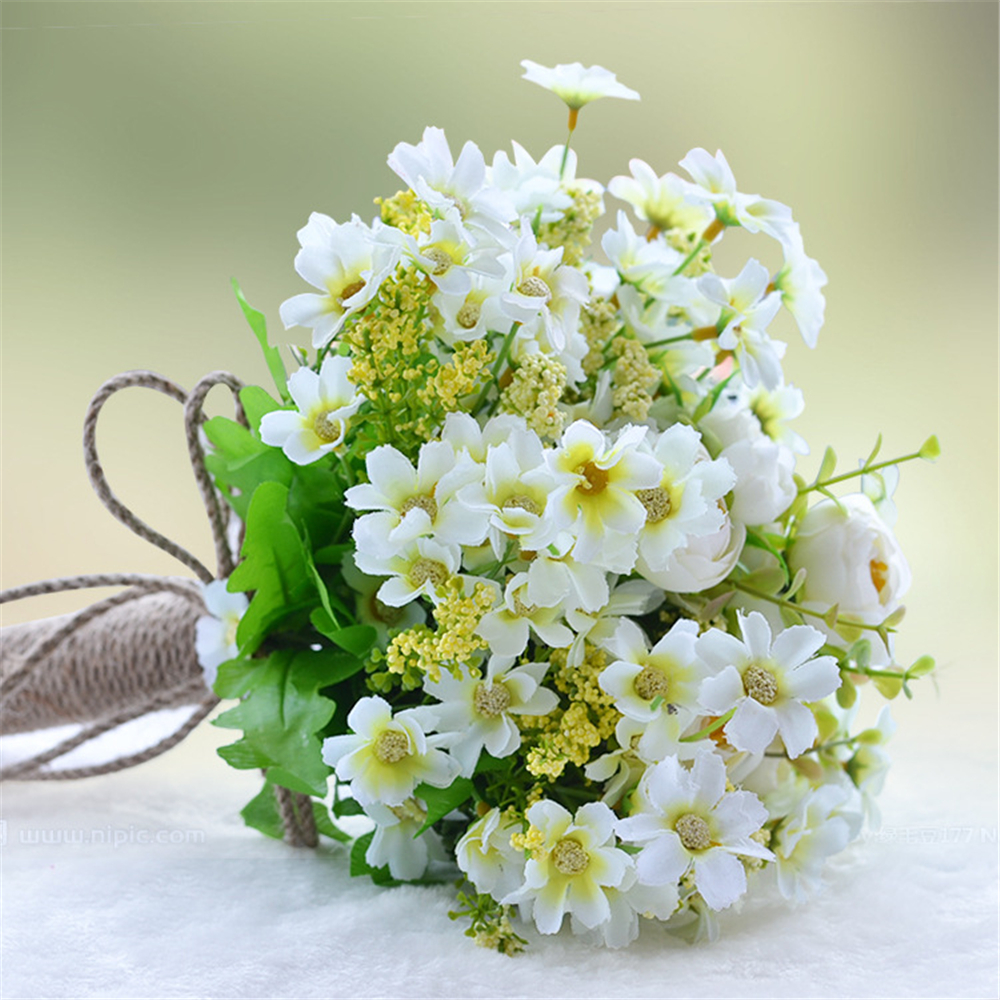 Idyllic wind holding flowers Flowers Wedding Bouquet Peony Rose Artificial Flowers Bouquet Champagne Mulit Color Vintage Bridal