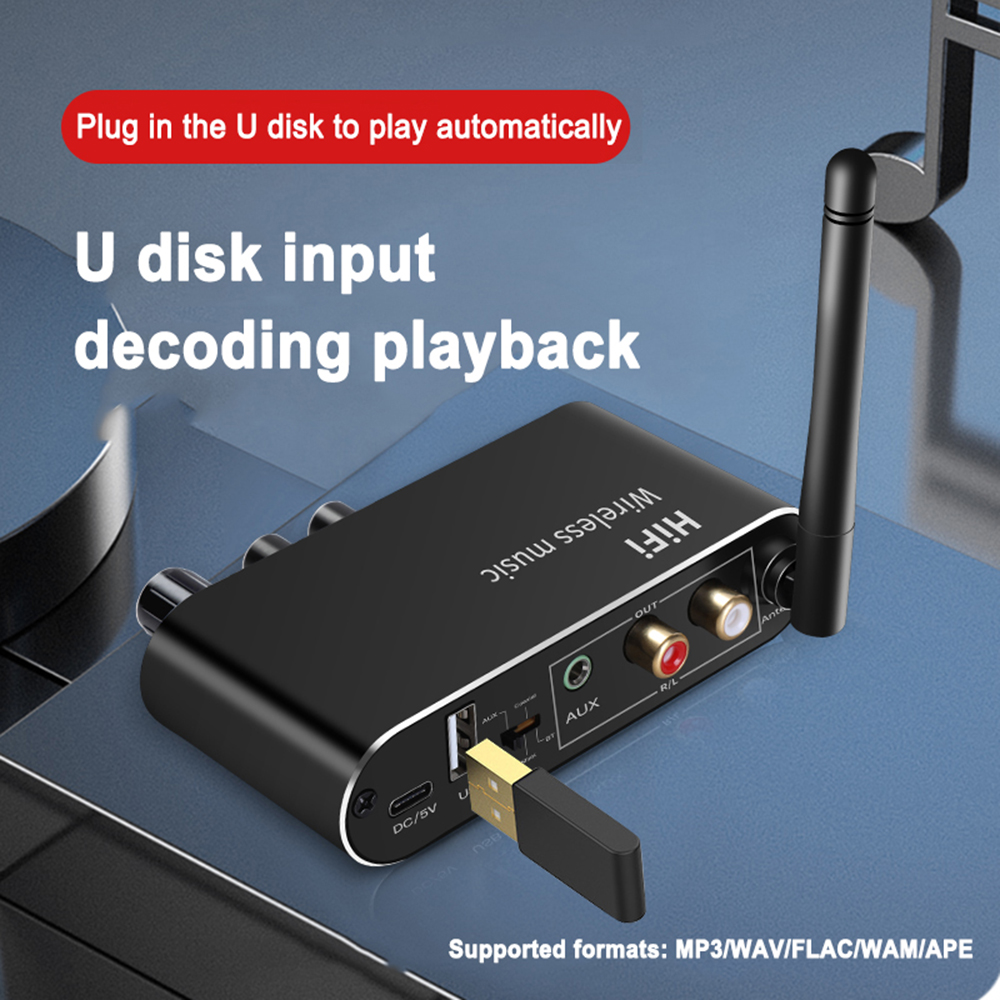 Optischer koaxialer Audio-Decodierung konverter U-Disk 3,5mm Aux RCA Bluetooth-kompatibler WLAN-Adapter
