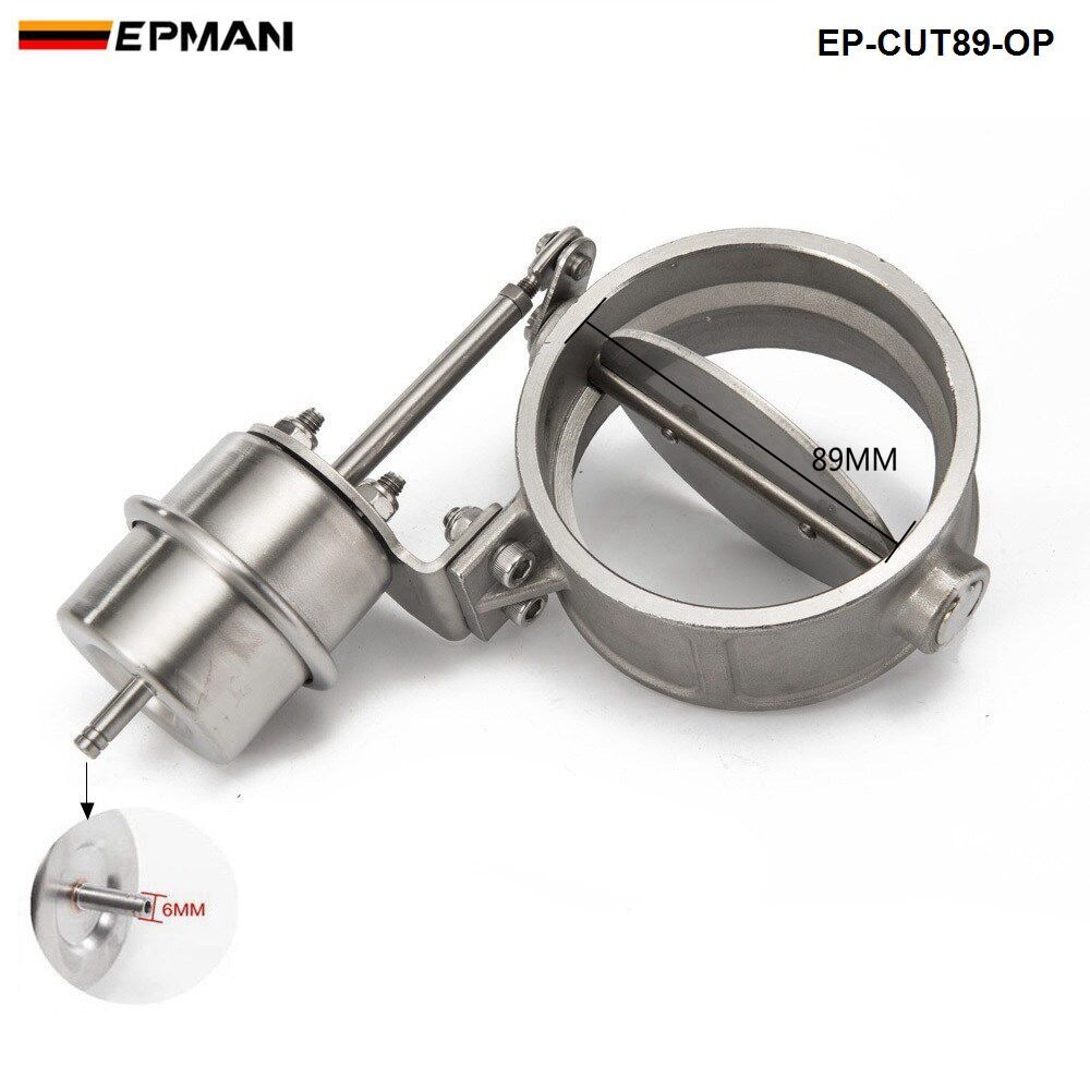 Exhaust Control Valve Set With Vacuum Actuator CUTOUT 89mm Pipe OPEN STYLE with Wireless Remote Controller EP-CUT89-OP-DZ