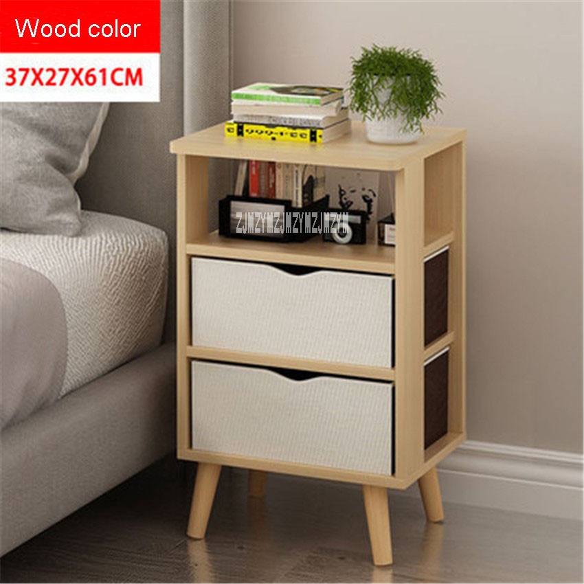 Simple Bedside Table Cabinet Bedroom Locker Economical Wooden Nordic Mini Small Apartment Bedroom Nightstands Modern Locker
