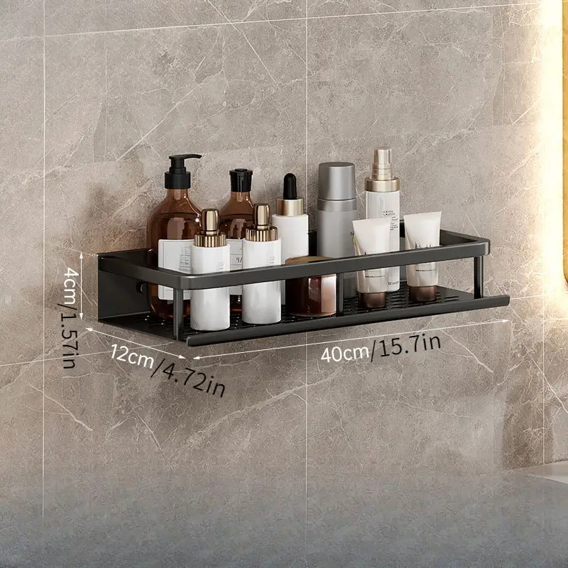 Bathroom Storage Rack Aluminum Wall Mounted Bathroom Shelf Sink Washbasin Shampoo Toilet Wall Storage Rack Bathroom Accessories: Red