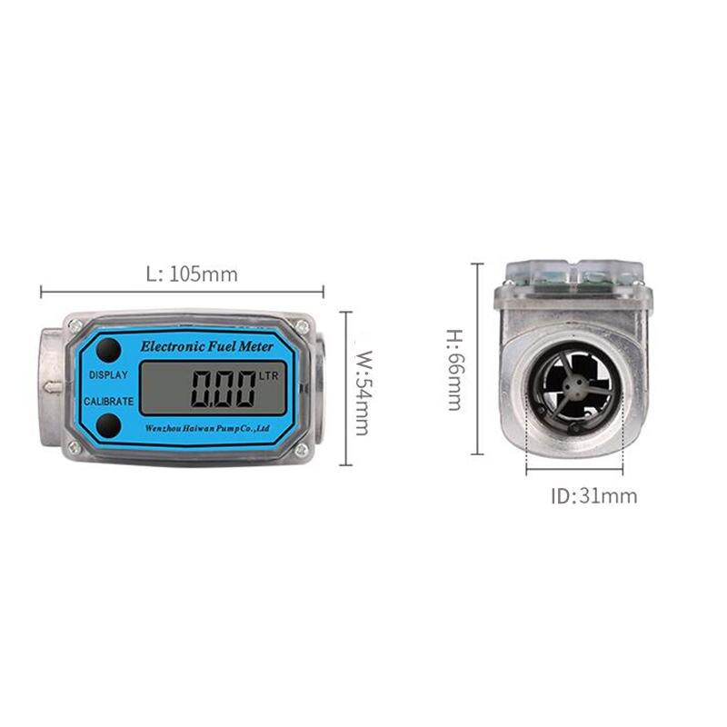 3/4" BSP Male Aluminum Alloy Electronic Digital Turbine Flowmeter Gauge Diesel Fuel Gasoline