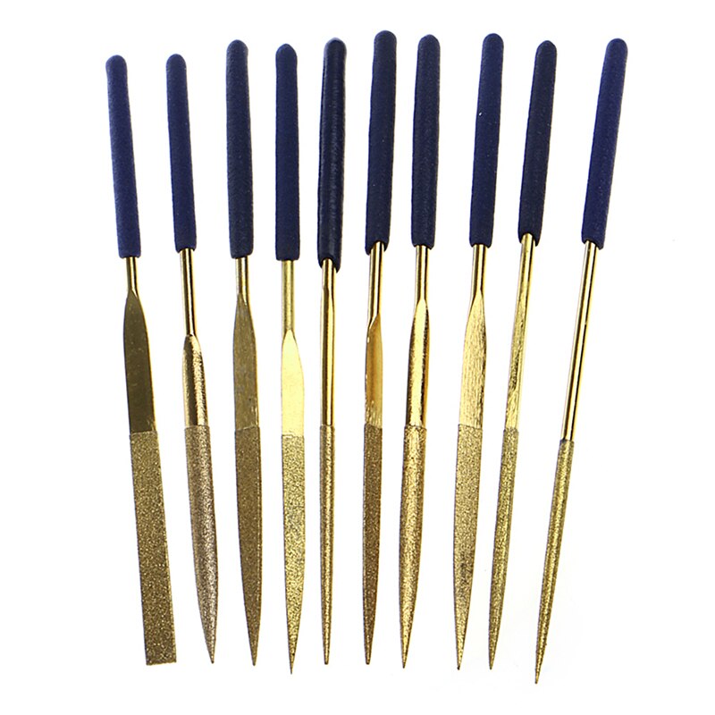 Set van 10 platte vijlen met titanium diamantcoating voor metaalbewerkingsgereedschap