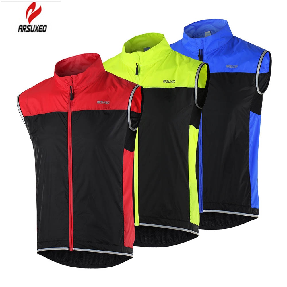 Arsuxeo sykkeljakke for menn vindtett varm sykkelvest ermeløs mtb sykkel sykkeljakke vest polyester sykkelvest