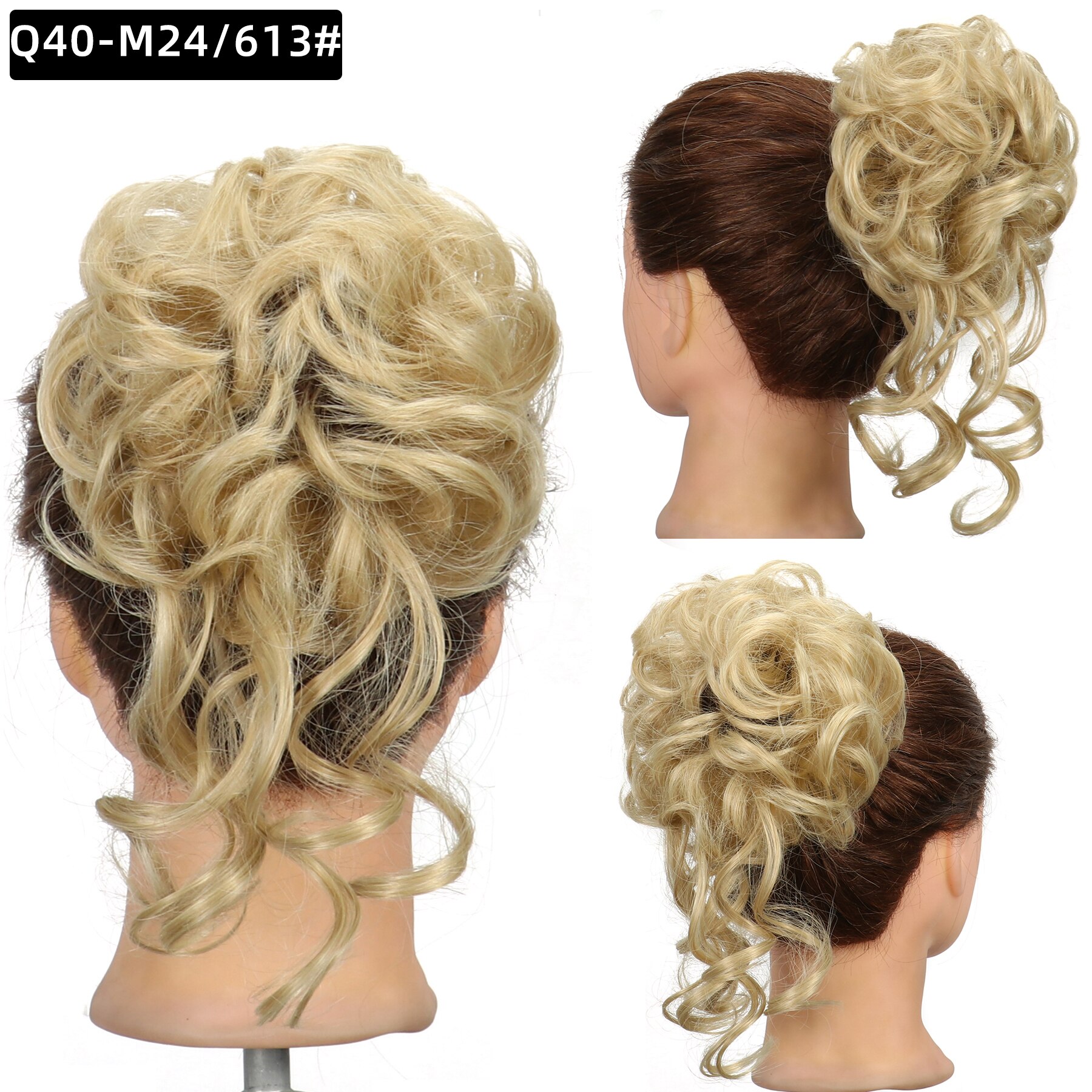 Synthetic Hair Bun Chignon Messy Curly Hair Band Elastic Scrunchy False Hair Pieces For Women Hairpins Black Brown: M24-613