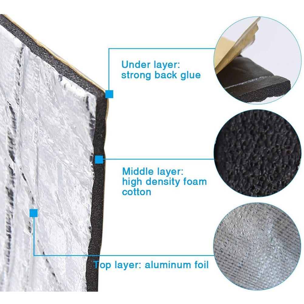 Silenciador de fibra de aluminio de 5mm de grosor para coche, alfombrilla de algodón para guardabarros, aislamiento térmico, S4C0
