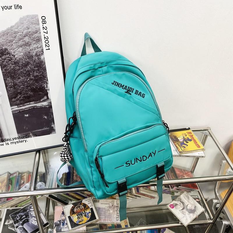 Trendiger damenrucksack mit Alphabet-drucken, mehrere fächer, schultasche für mädchen, wasserdichtes Nylon, Laptop-Rucksack, büchertasche 2022: Grün