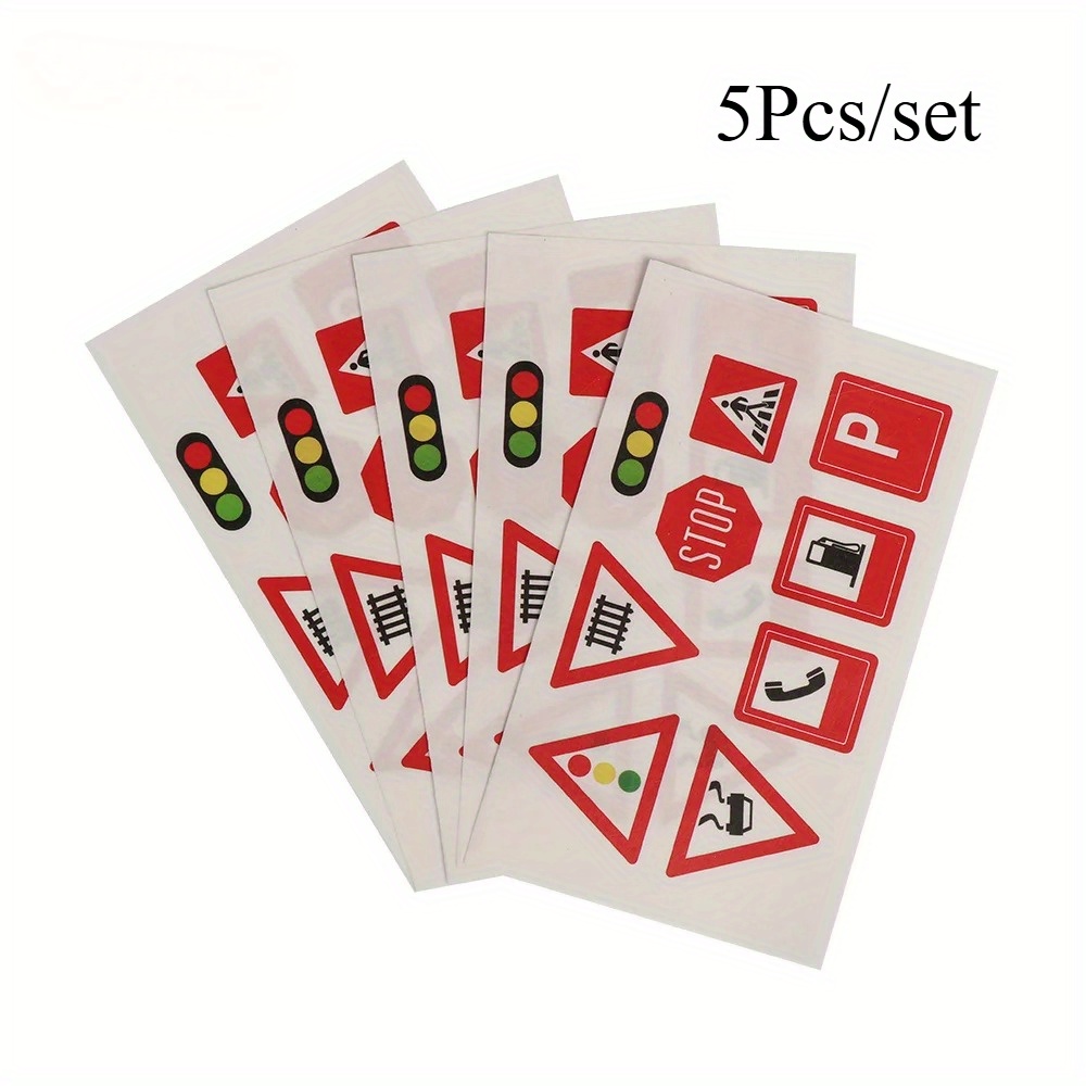 2/4/5Pcs DIY Railway Road Tape Traffic Sticker Adhesive Intelligence Route Mark Safety Education Study Road Signs Tool: light yellow