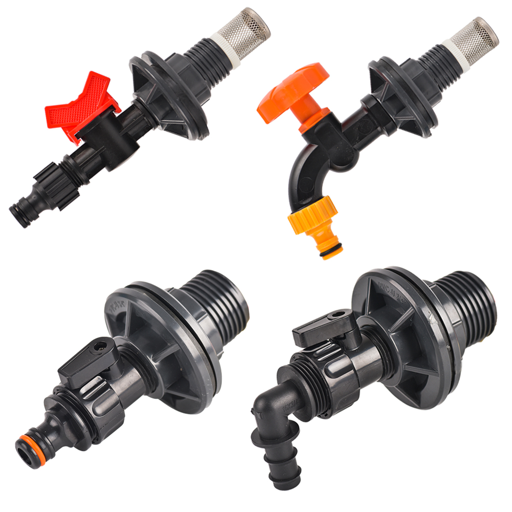 Bulkhead Fitting 1/2 3/4 Inch PVC Spigot Rain Barrel Faucet Valve Kit for Aquariums Water Tanks Pools