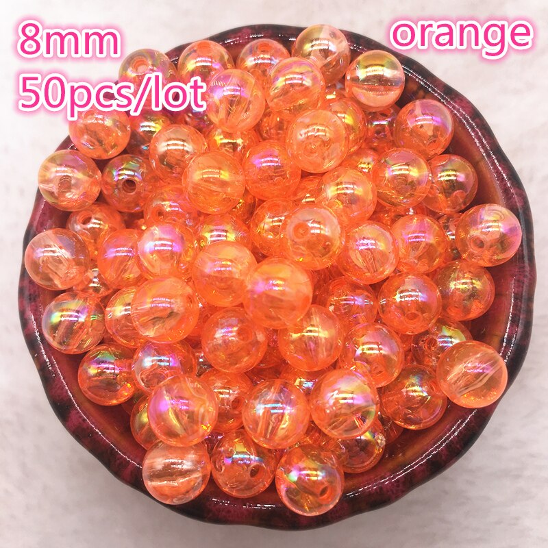 50 stuks 8mm AB Kleur Ronde Acryl Kraal Losse Spacer Kralen Voor Sieraden Maken DIY Armband: 03