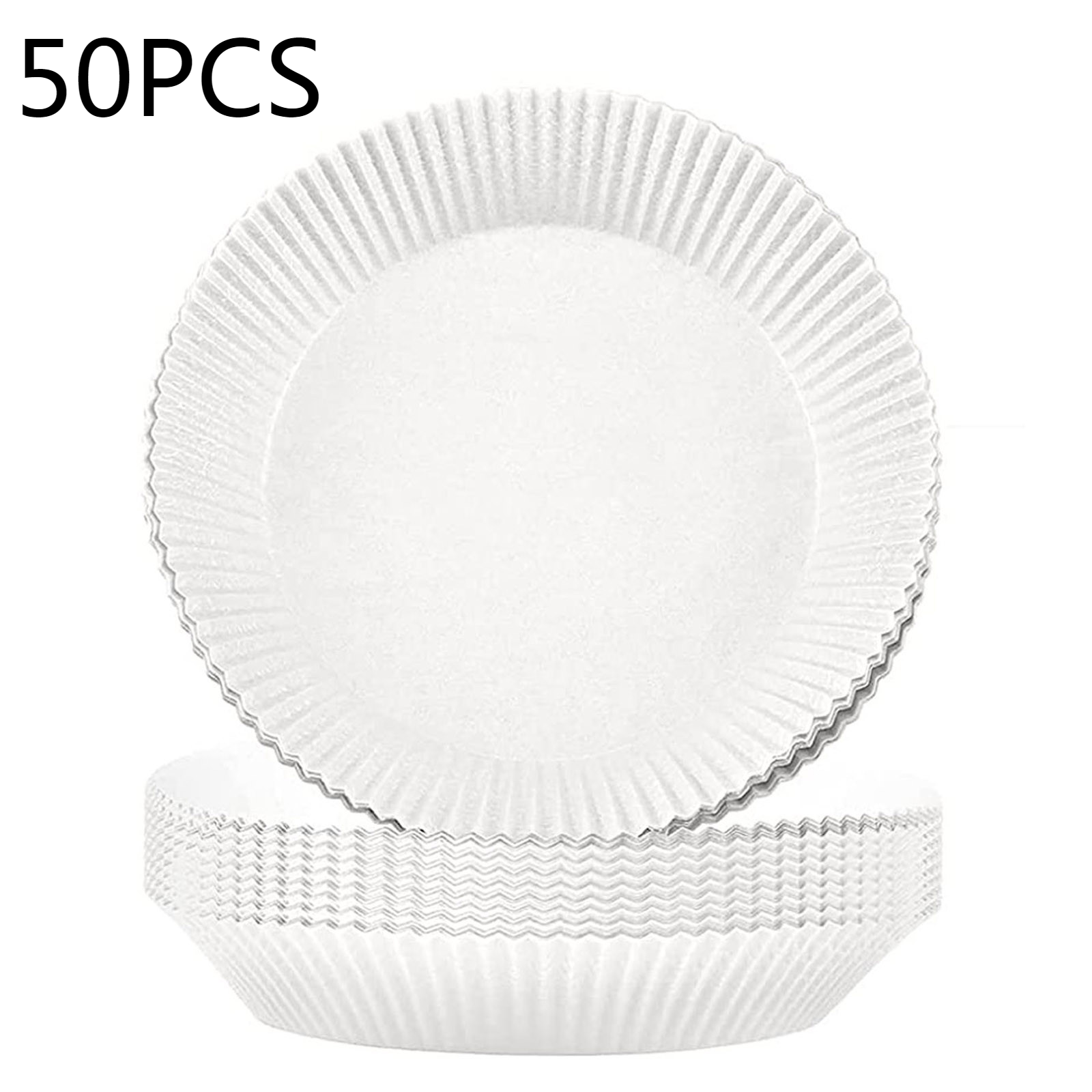 100/50pcs 16cm Friteuse à Air Jetable Papier Doublure Antiadhésive Tapis Parchemin Pâte De Bois Vapeur Rond Papier Doublure: White 50PCS