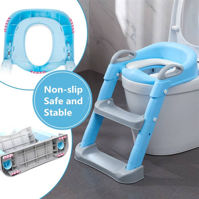Baby Potty Training Seat Folding Children Pot Infant Baby Potty Seat with Ladder Baby Toilet Training Chair for Baby Boys Girls