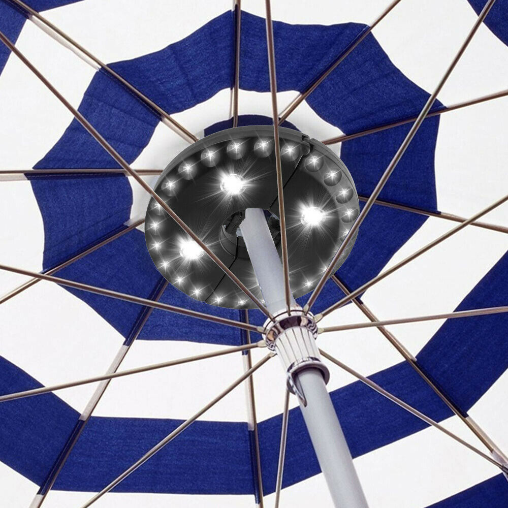 Paraguas de Patio de 24 + 4LED, luces para sombrillas, brillo fácil de desmontar, lámparas redondas de Camping, iluminación exterior