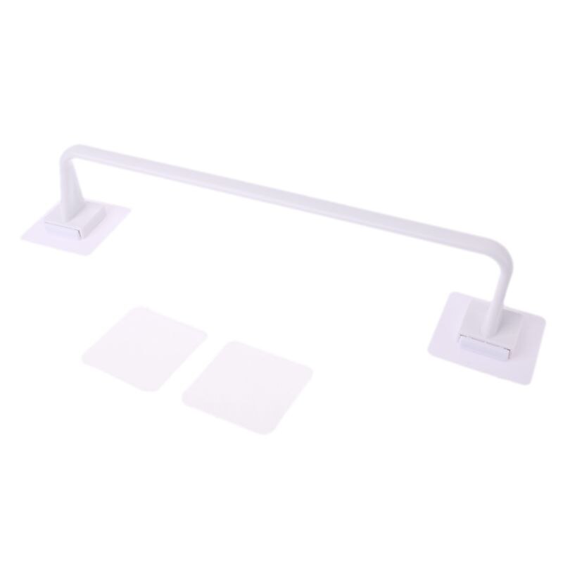 Self Adhesive Wall Mounted Bathroom Towel Bar Shelf Rack Holder Toilet Roll Paper Hanging Hanger: Large size white