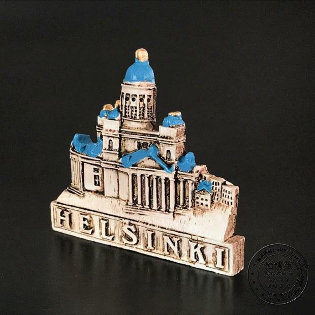 Finland Koelkast Helsinki Kathedraal Toeristische Souvenir 3D handgetekende Opluchting Hars Reizen Souvenir Keuken Magneet Decoraties