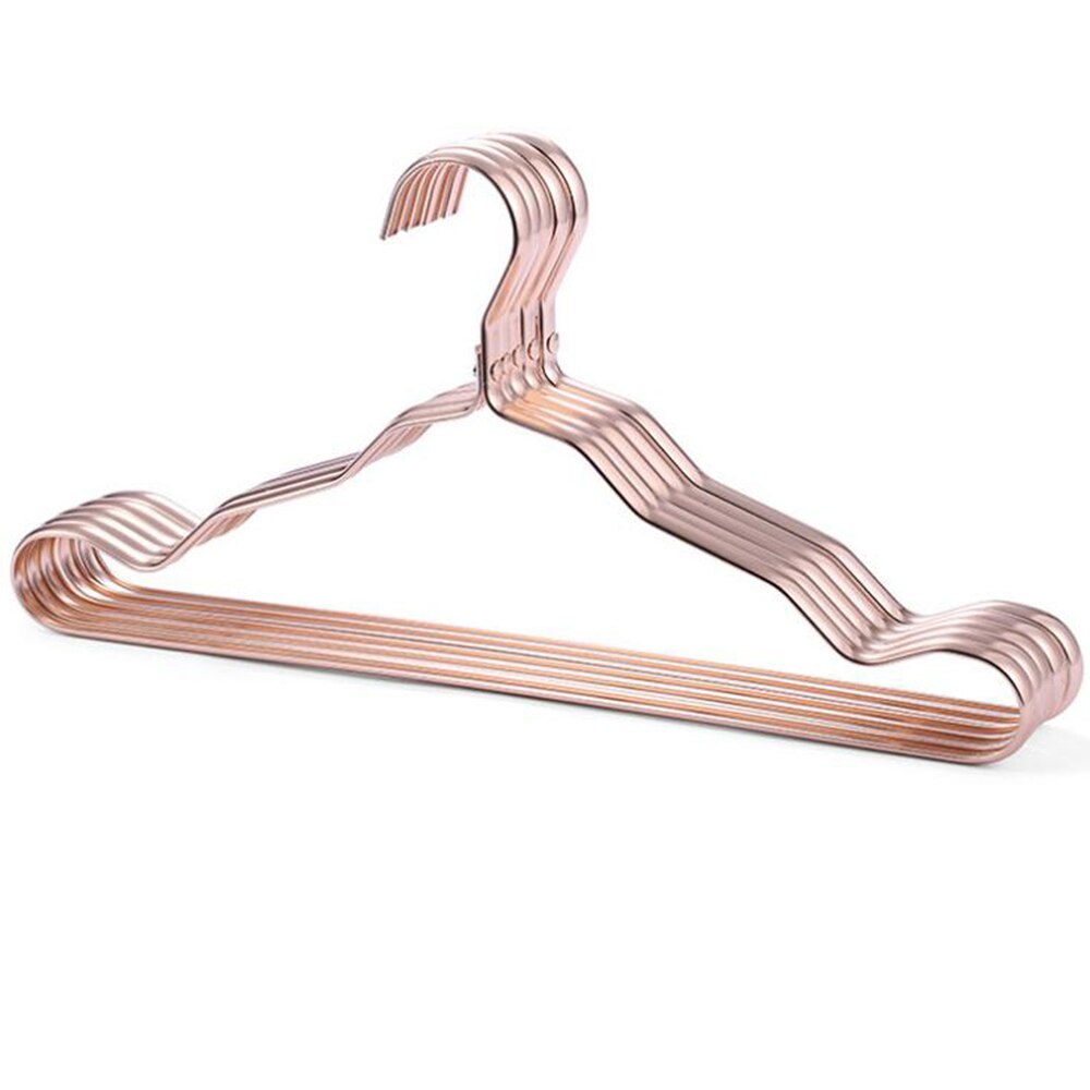 5 stks/set Closet Volwassen Rok Kleding Handdoek Magazijnstelling Aluminium Hanger Kast Ruimtebesparend Riem Kleerhanger: RoseGolden Hanger