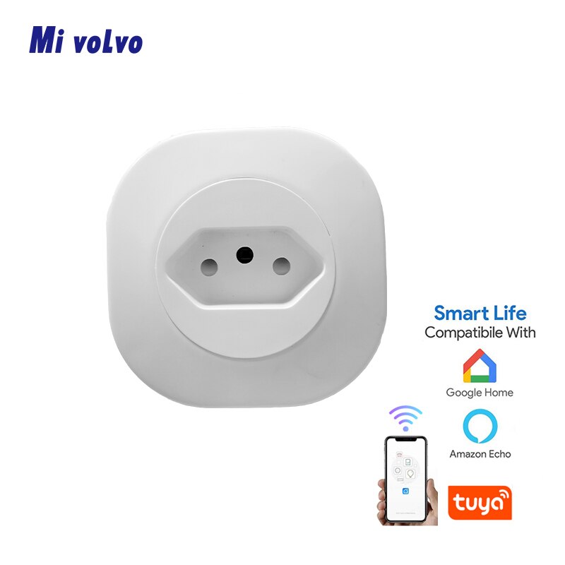 Braziliaanse standaard slimme stekker wifi-stekker stopcontact draadloos stopcontact werkt met alexa google home tuya app slimme stekker: Default Title