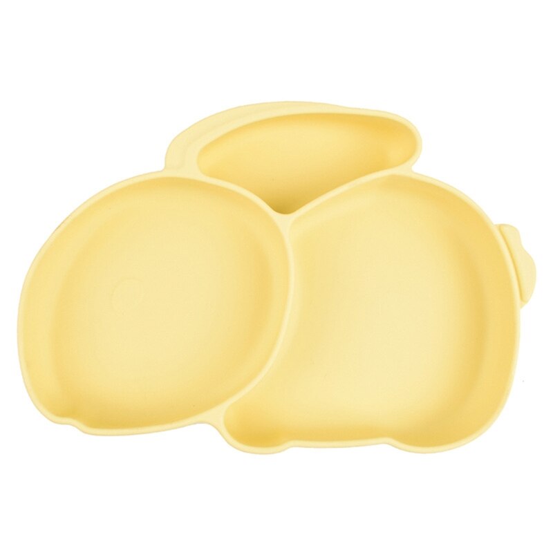 Baby Suction Bowl Divided Dinner Plate Infants Learning Feeding Dish Non-toxic BPA-Free Silicone Solid Color Cute Cartoon: Y11
