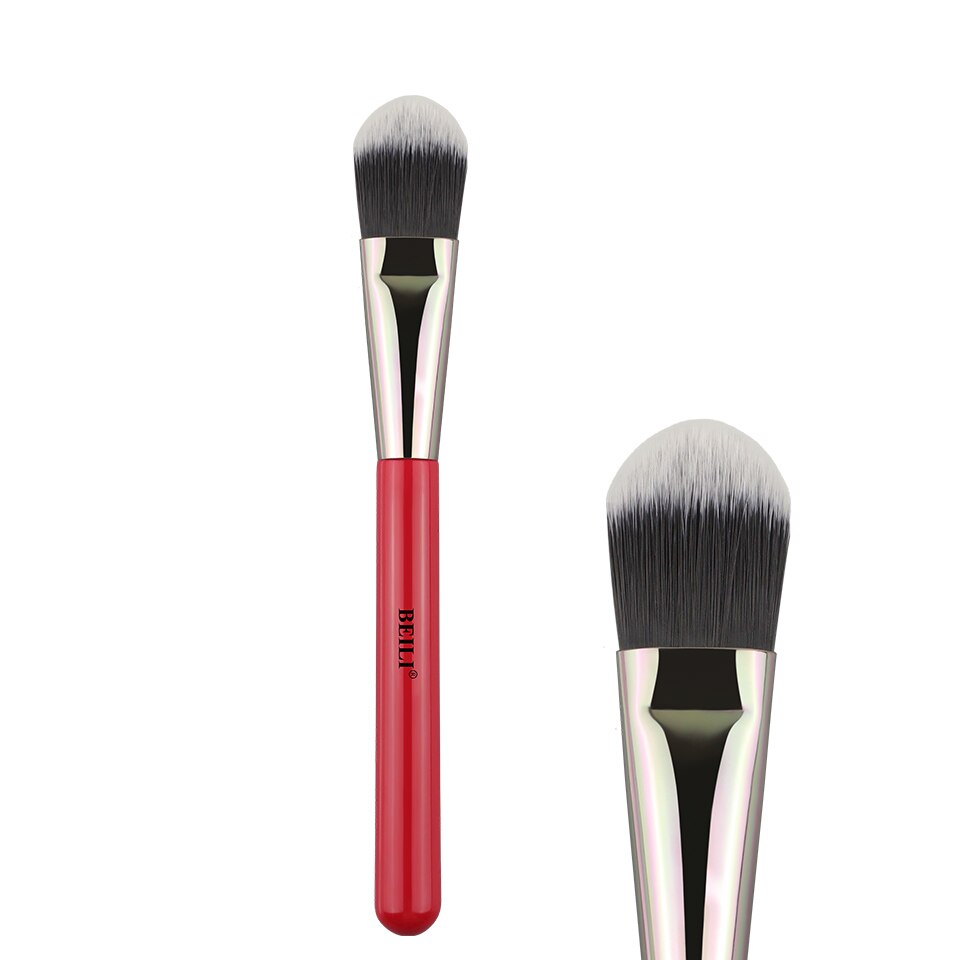 Beili rød enkelt makeup børste 1 stykke pudder concealer highlight foundation i syntetisk nano hår blusher børste make up værktøjer: 112