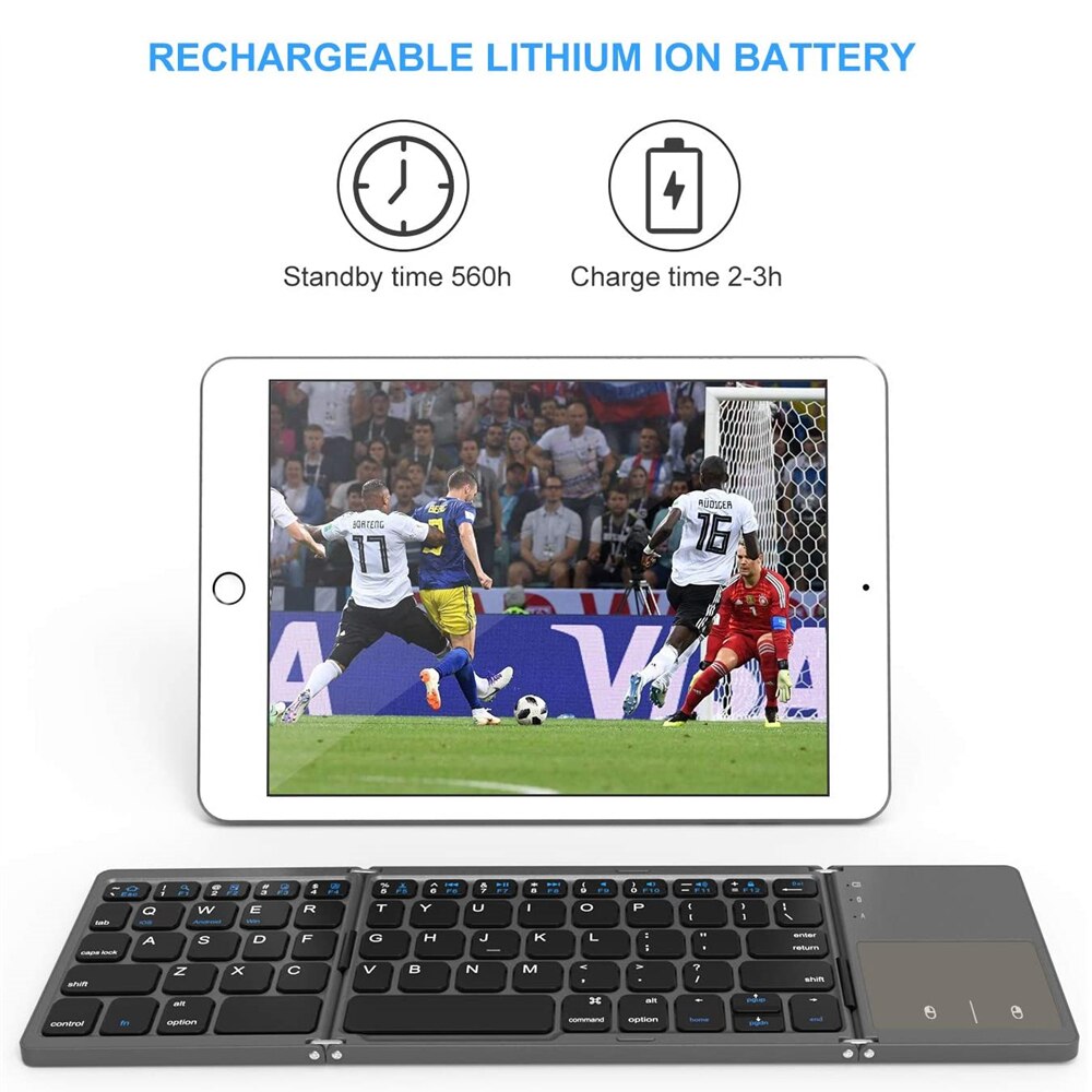 YelWong Mini Foldable Keyboard Portable Touchpad Bluetooth 3.0 Wireless Keypad for Windows Android ios Tablet iPad iPhone Xiaomi