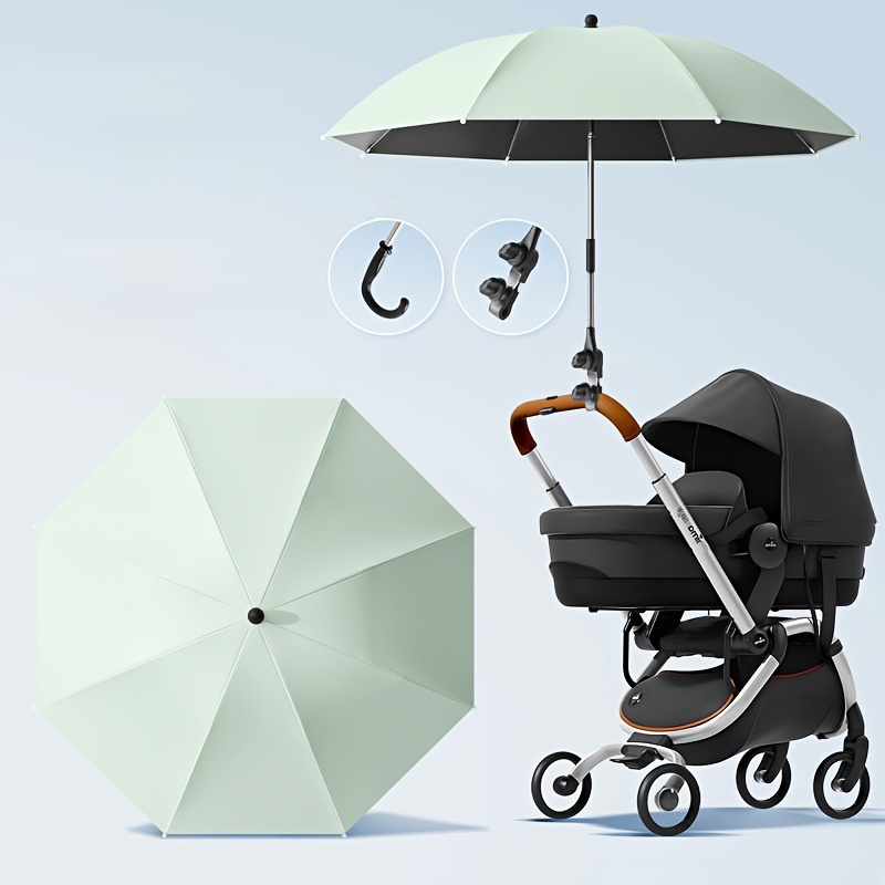 Premium Stroller Umbrella - Waterproof Sun & Rain Protection Durable 190T Canopy Manual Open Outdoor Sunshade Child Umbrella: green