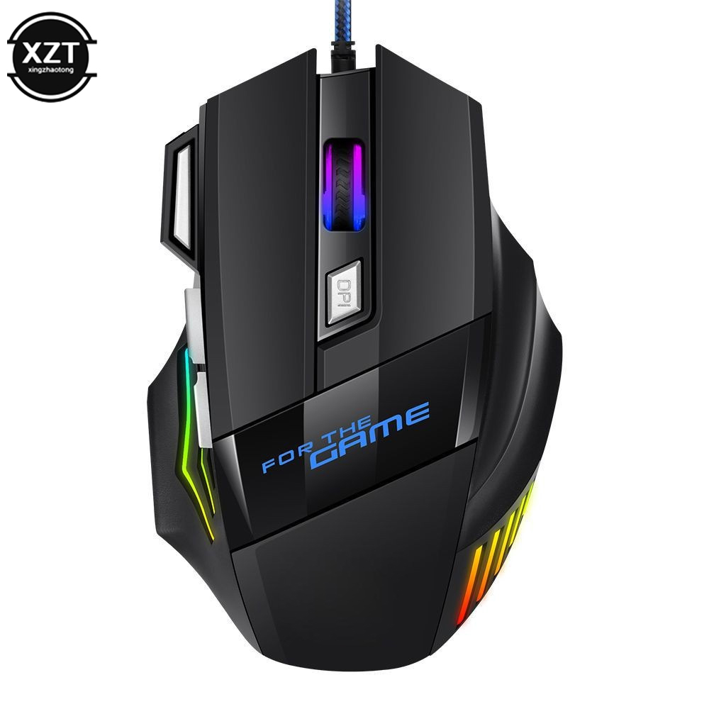 Wired Gaming Mouse 7 Button Ergonomic USB Optical Mice 5500 DPI Backlight Adjustable for PC Gamer Computer Desktop